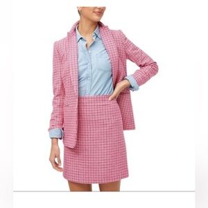 J.crew Pink Checkered Blazer and Skirt Set